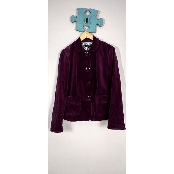 Talbots Dark Purple Lined Corduroy Jacket 10 Classic Office Whimsygoth - Picture 2 of 16